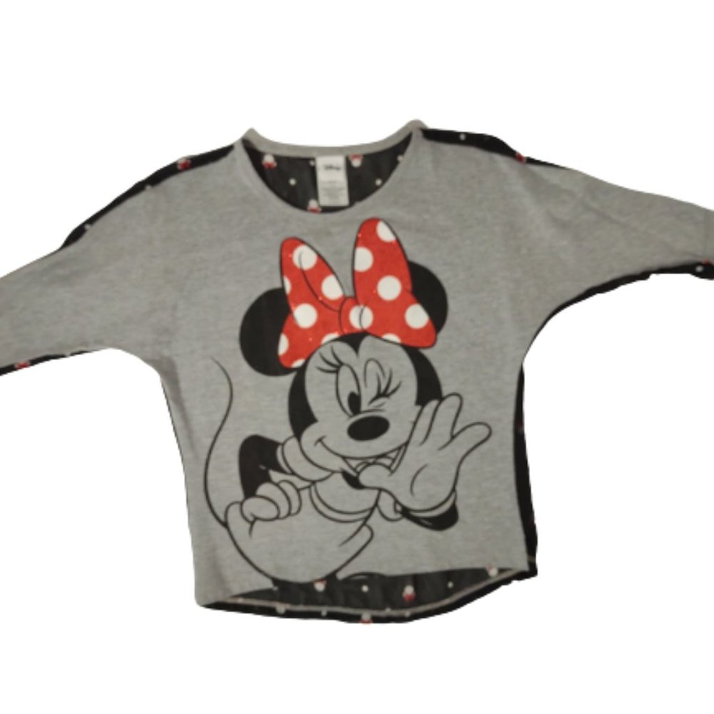 Disney Minnie Mouse Girl's Top Size L 10/12 Sheer Back Dolman Sleeves